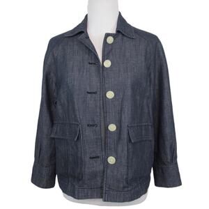 WORTH Cotton Linen Blend Blue Denim Button Front Jacket Women’s Size XS / Small